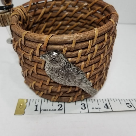 Rattan Wine Bottle Holder & Bird Stopper Basket Weave Unique Gift - Picture 8 of 12